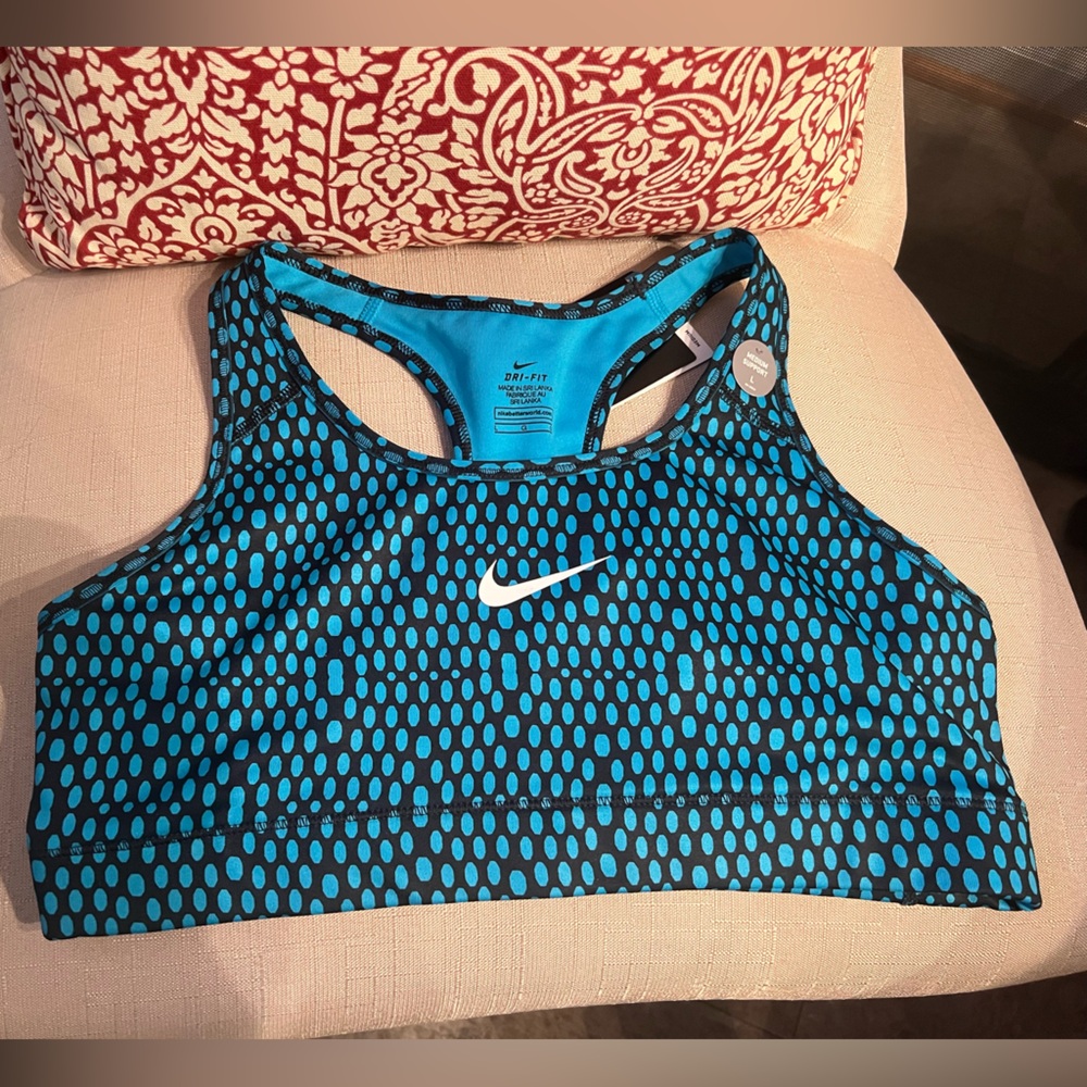 Nike Teal and Black Patterned Sports Bra